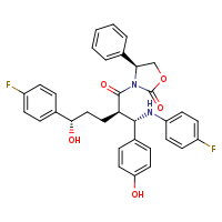 (4S)-3-[(2R,5S)-5-(4-fluorophenyl)-2-[(S)-[(4-fluorophenyl)amino](4-hydroxyphenyl)methyl]-5-hydroxypentanoyl]-4-phenyl-1,3-oxazolidin-2-one