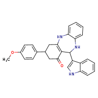 10-(1H-indol-3-yl)-14-(4-methoxyphenyl)-2,9-diazatricyclo[9.4.0.0³,?]pentadeca-1(11),3,5,7-tetraen-12-one