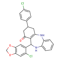 10-(6-chloro-2H-1,3-benzodioxol-5-yl)-14-(4-chlorophenyl)-2,9-diazatricyclo[9.4.0.0³,?]pentadeca-1(11),3,5,7-tetraen-12-one