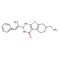 11-ethyl-5-[(1E)-1-phenylprop-1-en-2-yl]-8-thia-4,6-diazatricyclo[7.4.0.0²,?]trideca-1(9),2(7)-dien-3-one