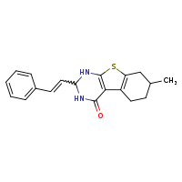 11-methyl-5-[(1E)-2-phenylethenyl]-8-thia-4,6-diazatricyclo[7.4.0.0²,?]trideca-1(9),2(7)-dien-3-one