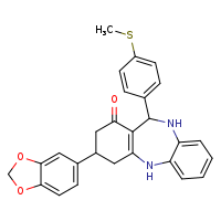 14-(2H-1,3-benzodioxol-5-yl)-10-[4-(methylsulfanyl)phenyl]-2,9-diazatricyclo[9.4.0.0³,?]pentadeca-1(11),3,5,7-tetraen-12-one