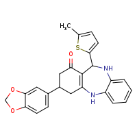 14-(2H-1,3-benzodioxol-5-yl)-10-(5-methylthiophen-2-yl)-2,9-diazatricyclo[9.4.0.0³,?]pentadeca-1(11),3,5,7-tetraen-12-one
