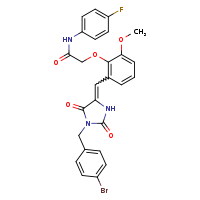 2-(2-{[(4E)-1-[(4-bromophenyl)methyl]-2,5-dioxoimidazolidin-4-ylidene]methyl}-6-methoxyphenoxy)-N-(4-fluorophenyl)acetamide