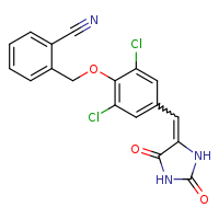 2-(2,6-dichloro-4-{[(4E)-2,5-dioxoimidazolidin-4-ylidene]methyl}phenoxymethyl)benzonitrile