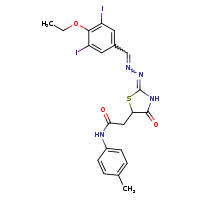 2-[(2E)-2-[(2E)-2-[(4-ethoxy-3,5-diiodophenyl)methylidene]hydrazin-1-ylidene]-4-oxo-1,3-thiazolidin-5-yl]-N-(4-methylphenyl)acetamide