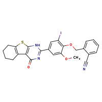 2-[(2-iodo-6-methoxy-4-{3-oxo-8-thia-4,6-diazatricyclo[7.4.0.0²,?]trideca-1(9),2(7),4-trien-5-yl}phenoxy)methyl]benzonitrile