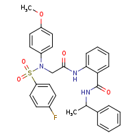 2-{2-[N-(4-methoxyphenyl)-4-fluorobenzenesulfonamido]acetamido}-N-(1-phenylethyl)benzamide