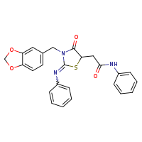 2-[(2Z)-3-(2H-1,3-benzodioxol-5-ylmethyl)-4-oxo-2-(phenylimino)-1,3-thiazolidin-5-yl]-N-phenylacetamide