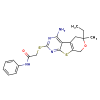 2-({3-amino-12-ethyl-12-methyl-11-oxa-8-thia-4,6-diazatricyclo[7.4.0.0²,?]trideca-1(9),2,4,6-tetraen-5-yl}sulfanyl)-N-phenylacetamide