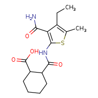 2-[(3-carbamoyl-4-ethyl-5-methylthiophen-2-yl)carbamoyl]cyclohexane-1-carboxylic acid