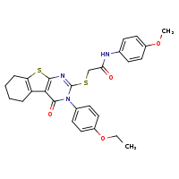 2-{[4-(4-ethoxyphenyl)-3-oxo-8-thia-4,6-diazatricyclo[7.4.0.0²,?]trideca-1(9),2(7),5-trien-5-yl]sulfanyl}-N-(4-methoxyphenyl)acetamide