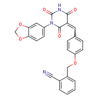 2-(4-{[(5E)-1-(2H-1,3-benzodioxol-5-yl)-2,4,6-trioxo-1,3-diazinan-5-ylidene]methyl}phenoxymethyl)benzonitrile