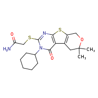 2-({4-cyclohexyl-12,12-dimethyl-3-oxo-11-oxa-8-thia-4,6-diazatricyclo[7.4.0.0²,?]trideca-1(9),2(7),5-trien-5-yl}sulfanyl)acetamide