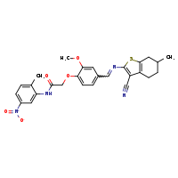 2-{4-[(E)-[(3-cyano-6-methyl-4,5,6,7-tetrahydro-1-benzothiophen-2-yl)imino]methyl]-2-methoxyphenoxy}-N-(2-methyl-5-nitrophenyl)acetamide
