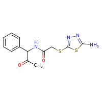 2-[(5-amino-1,3,4-thiadiazol-2-yl)sulfanyl]-N-(2-oxo-1-phenylpropyl)acetamide