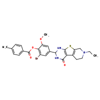 2-bromo-4-{11-ethyl-3-oxo-8-thia-4,6,11-triazatricyclo[7.4.0.0²,?]trideca-1(9),2(7)-dien-5-yl}-6-methoxyphenyl 4-methylbenzoate