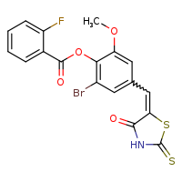 2-bromo-6-methoxy-4-{[(5Z)-4-oxo-2-sulfanylidene-1,3-thiazolidin-5-ylidene]methyl}phenyl 2-fluorobenzoate
