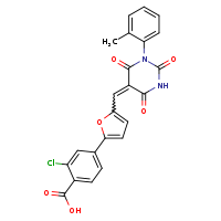 2-chloro-4-(5-{[(5Z)-1-(2-methylphenyl)-2,4,6-trioxo-1,3-diazinan-5-ylidene]methyl}furan-2-yl)benzoic acid