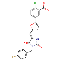 2-chloro-5-(5-{[(4Z)-1-[(4-fluorophenyl)methyl]-2,5-dioxoimidazolidin-4-ylidene]methyl}furan-2-yl)benzoic acid