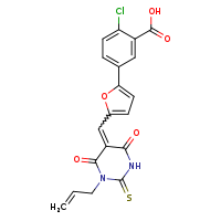 2-chloro-5-(5-{[(5E)-4,6-dioxo-1-(prop-2-en-1-yl)-2-sulfanylidene-1,3-diazinan-5-ylidene]methyl}furan-2-yl)benzoic acid
