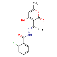 2-chloro-N'-[(1E)-1-(4-hydroxy-6-methyl-2-oxopyran-3-yl)ethylidene]benzohydrazide