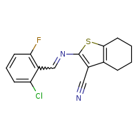 2-[(E)-[(2-chloro-6-fluorophenyl)methylidene]amino]-4,5,6,7-tetrahydro-1-benzothiophene-3-carbonitrile