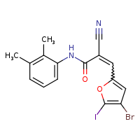 (2E)-3-(4-bromo-5-iodofuran-2-yl)-2-cyano-N-(2,3-dimethylphenyl)prop-2-enamide