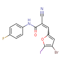 (2E)-3-(4-bromo-5-iodofuran-2-yl)-2-cyano-N-(4-fluorophenyl)prop-2-enamide