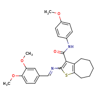 2-[(E)-[(3,4-dimethoxyphenyl)methylidene]amino]-N-(4-methoxyphenyl)-4H,5H,6H,7H,8H-cyclohepta[b]thiophene-3-carboxamide