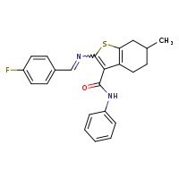 2-[(E)-[(4-fluorophenyl)methylidene]amino]-6-methyl-N-phenyl-4,5,6,7-tetrahydro-1-benzothiophene-3-carboxamide
