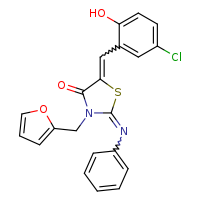 (2E,5E)-5-[(5-chloro-2-hydroxyphenyl)methylidene]-3-(furan-2-ylmethyl)-2-(phenylimino)-1,3-thiazolidin-4-one
