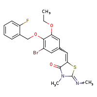 (2E,5Z)-5-({3-bromo-5-ethoxy-4-[(2-fluorophenyl)methoxy]phenyl}methylidene)-3-methyl-2-(methylimino)-1,3-thiazolidin-4-one