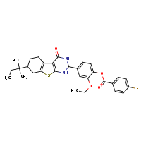 2-ethoxy-4-[11-(2-methylbutan-2-yl)-3-oxo-8-thia-4,6-diazatricyclo[7.4.0.0²,?]trideca-1(9),2(7)-dien-5-yl]phenyl 4-fluorobenzoate
