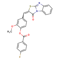 2-methoxy-4-{[(4E)-3-oxo-5-thia-2,7-diazatricyclo[6.4.0.0²,?]dodeca-1(12),6,8,10-tetraen-4-ylidene]methyl}phenyl 4-fluorobenzoate