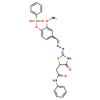 2-methoxy-4-[(E)-{2-[(2E)-4-oxo-5-[(phenylcarbamoyl)methyl]-1,3-thiazolidin-2-ylidene]hydrazin-1-ylidene}methyl]phenyl benzenesulfonate