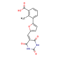 2-methyl-3-{5-[(2,4,6-trioxo-1,3-diazinan-5-ylidene)methyl]furan-2-yl}benzoic acid