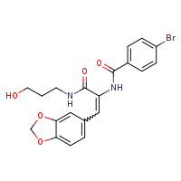 (2Z)-3-(2H-1,3-benzodioxol-5-yl)-2-[(4-bromophenyl)formamido]-N-(3-hydroxypropyl)prop-2-enamide