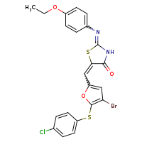 (2Z,5E)-5-({4-bromo-5-[(4-chlorophenyl)sulfanyl]furan-2-yl}methylidene)-2-[(4-ethoxyphenyl)imino]-1,3-thiazolidin-4-one