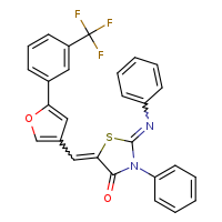 (2Z,5Z)-3-phenyl-2-(phenylimino)-5-({5-[3-(trifluoromethyl)phenyl]furan-3-yl}methylidene)-1,3-thiazolidin-4-one