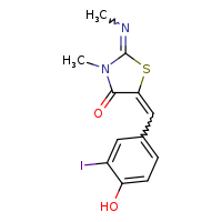 (2Z,5Z)-5-[(4-hydroxy-3-iodophenyl)methylidene]-3-methyl-2-(methylimino)-1,3-thiazolidin-4-one