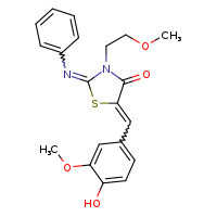 (2Z,5Z)-5-[(4-hydroxy-3-methoxyphenyl)methylidene]-3-(2-methoxyethyl)-2-(phenylimino)-1,3-thiazolidin-4-one