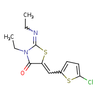 (2Z,5Z)-5-[(5-chlorothiophen-2-yl)methylidene]-3-ethyl-2-(ethylimino)-1,3-thiazolidin-4-one