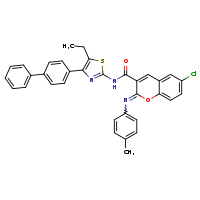 (2Z)-N-(4-{[1,1'-biphenyl]-4-yl}-5-ethyl-1,3-thiazol-2-yl)-6-chloro-2-[(4-methylphenyl)imino]chromene-3-carboxamide