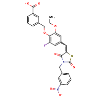 3-(2-ethoxy-6-iodo-4-{[(5E)-3-[(3-nitrophenyl)methyl]-2,4-dioxo-1,3-thiazolidin-5-ylidene]methyl}phenoxymethyl)benzoic acid