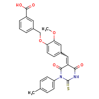 3-(2-methoxy-4-{[(5Z)-1-(4-methylphenyl)-4,6-dioxo-2-sulfanylidene-1,3-diazinan-5-ylidene]methyl}phenoxymethyl)benzoic acid