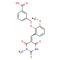 3-(2-methoxy-6-{[(5E)-1-methyl-4,6-dioxo-2-sulfanylidene-1,3-diazinan-5-ylidene]methyl}phenoxymethyl)benzoic acid