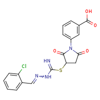 3-[3-({N-[(E)-[(2-chlorophenyl)methylidene]amino]carbamimidoyl}sulfanyl)-2,5-dioxopyrrolidin-1-yl]benzoic acid
