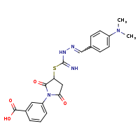 3-[3-({N-[(E)-{[4-(dimethylamino)phenyl]methylidene}amino]carbamimidoyl}sulfanyl)-2,5-dioxopyrrolidin-1-yl]benzoic acid