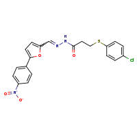 3-[(4-chlorophenyl)sulfanyl]-N'-[(E)-[5-(4-nitrophenyl)furan-2-yl]methylidene]propanehydrazide